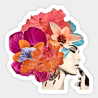 Pink Flower  woman Sticker